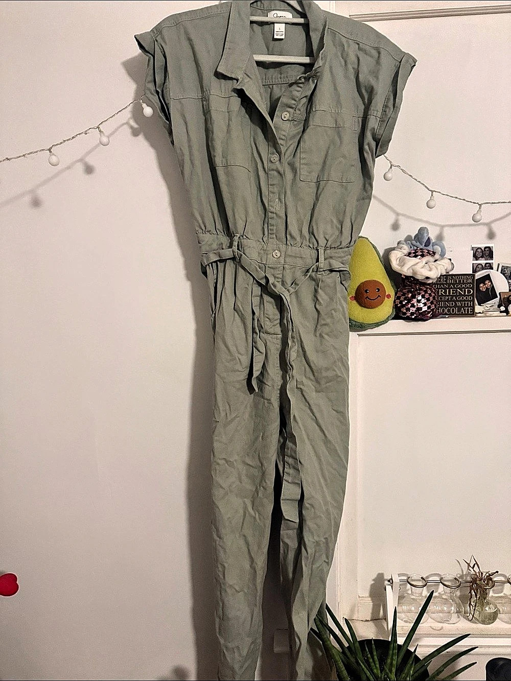 Japra Cotton Utility Jumpsuit in Green Size Large